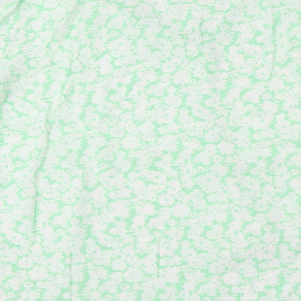 Marks and Spencer Womens Green Floral Viscose Basic Blouse Size 18 V-Neck
