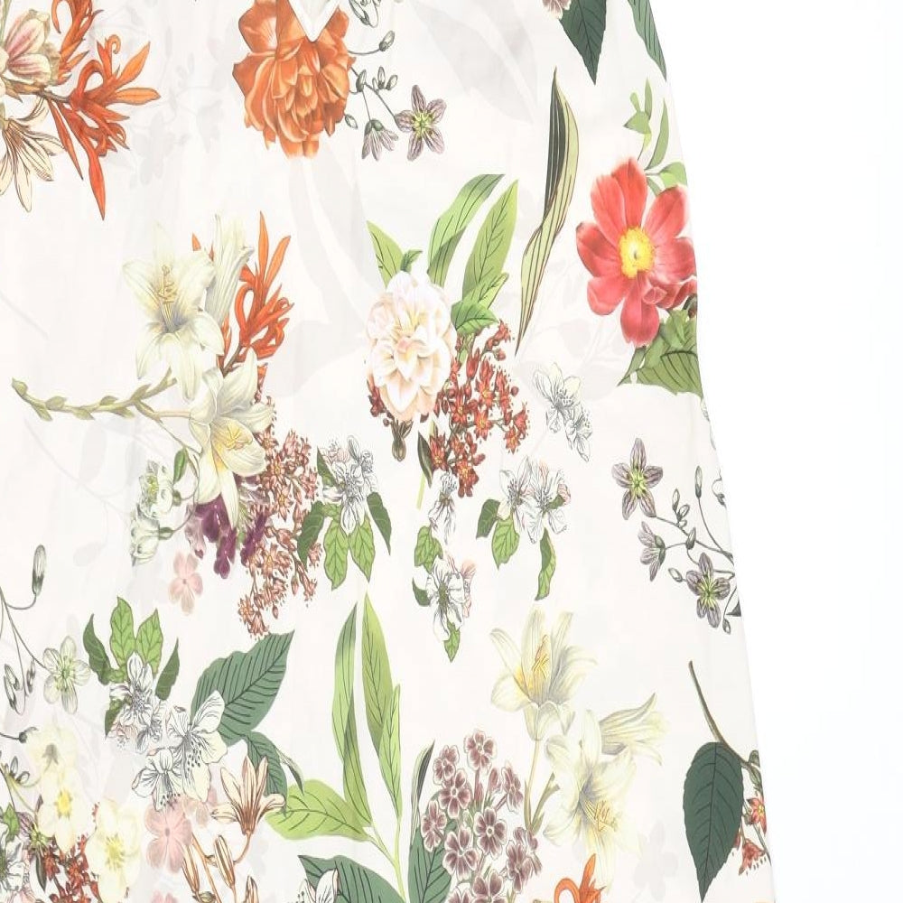 Debenhams Womens Multicoloured Floral Polyester A-Line Size 12 V-Neck Pullover - Lace Trim