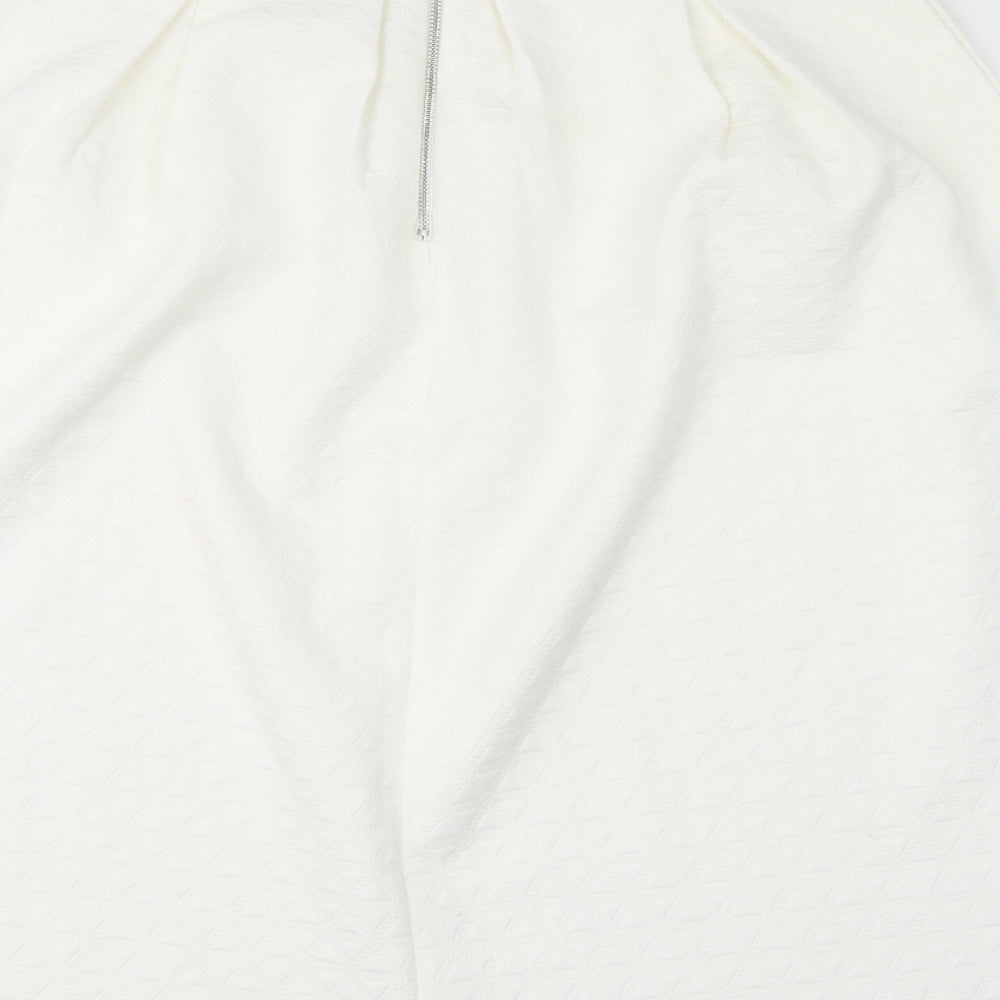 Fashion Union Womens White Polyester Tulip Skirt Size 12 Zip