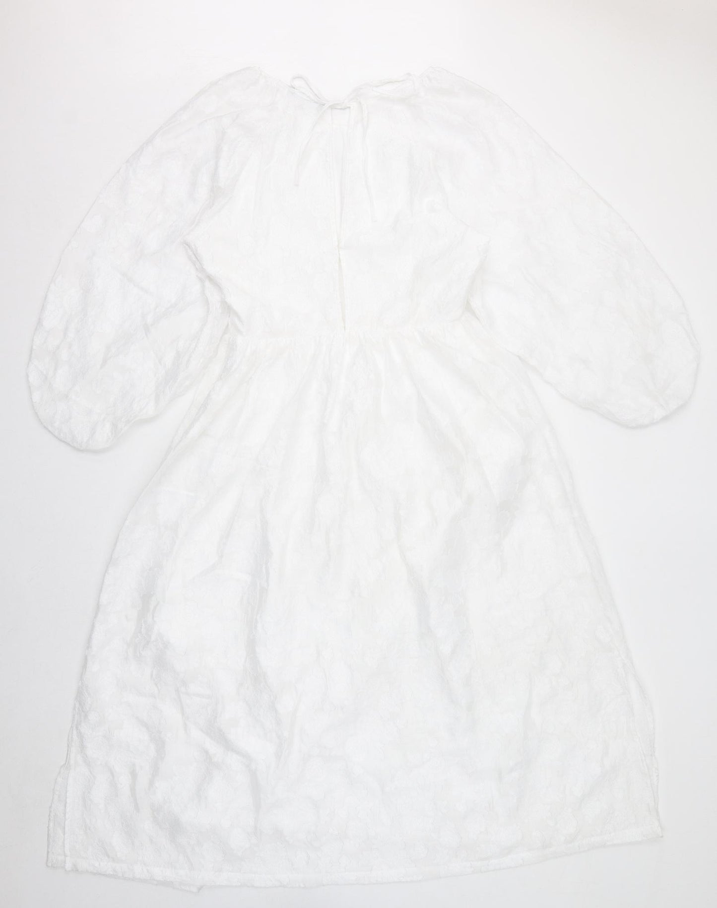 Marks and Spencer Womens White Polyester A-Line Size 10 Round Neck Zip