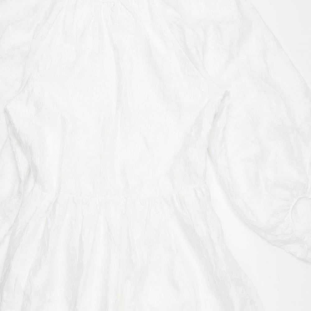 Marks and Spencer Womens White Polyester A-Line Size 10 Round Neck Zip