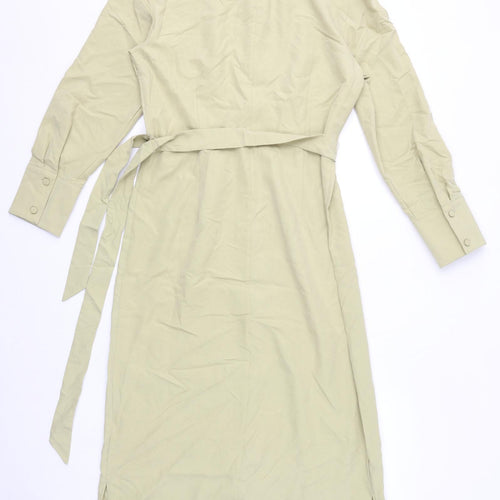 Autograph Womens Green Modal A-Line Size 10 Mock Neck Button - Belted