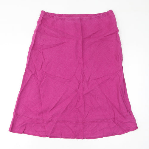 Marks and Spencer Womens Pink Linen A-Line Skirt Size 14