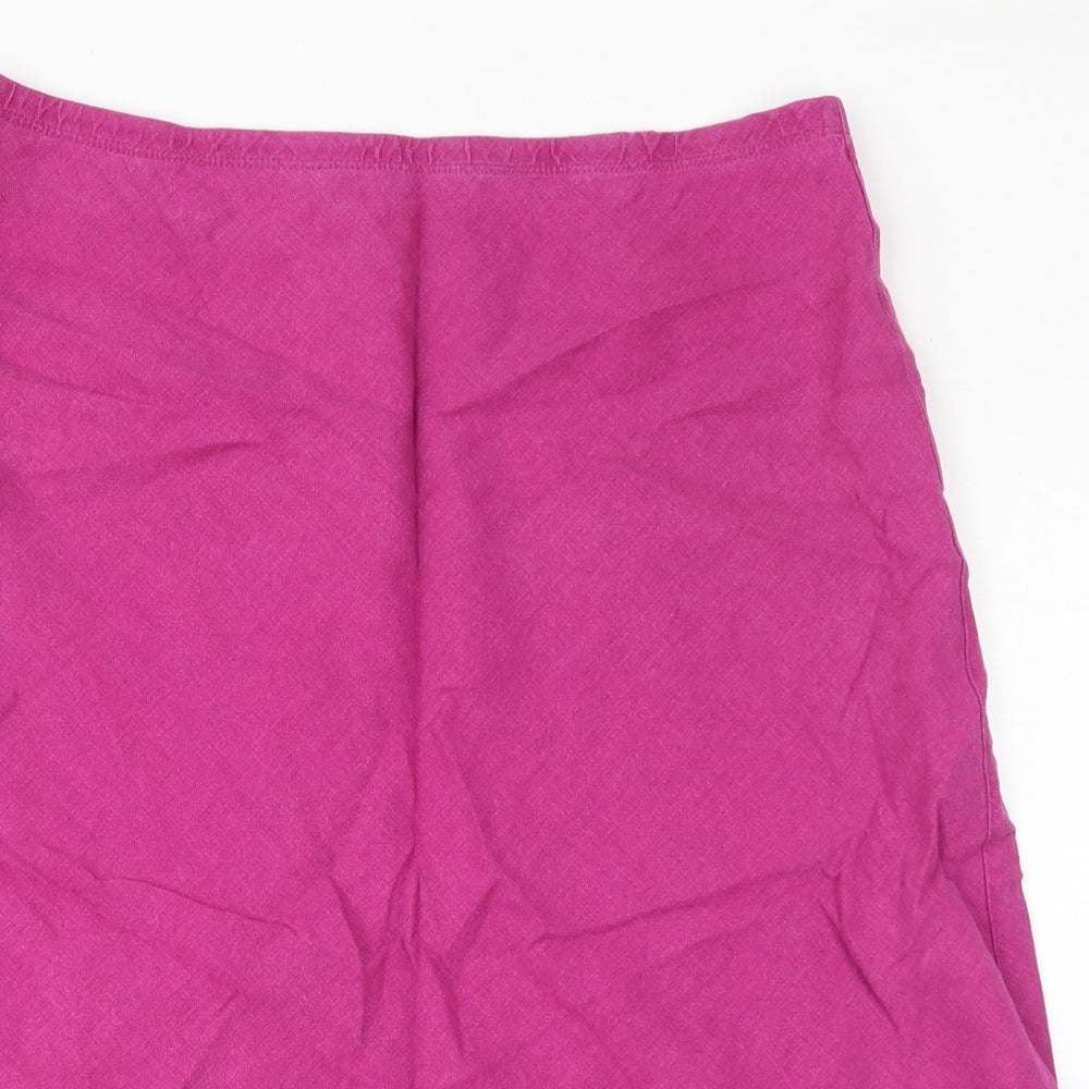 Marks and Spencer Womens Pink Linen A-Line Skirt Size 14