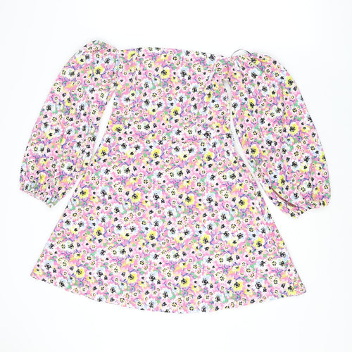 Divided by H&M Womens Multicoloured Floral Polyester Ball Gown Size S Off the Shoulder Pullover
