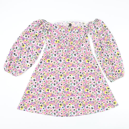Divided by H&M Womens Multicoloured Floral Polyester Ball Gown Size S Off the Shoulder Pullover