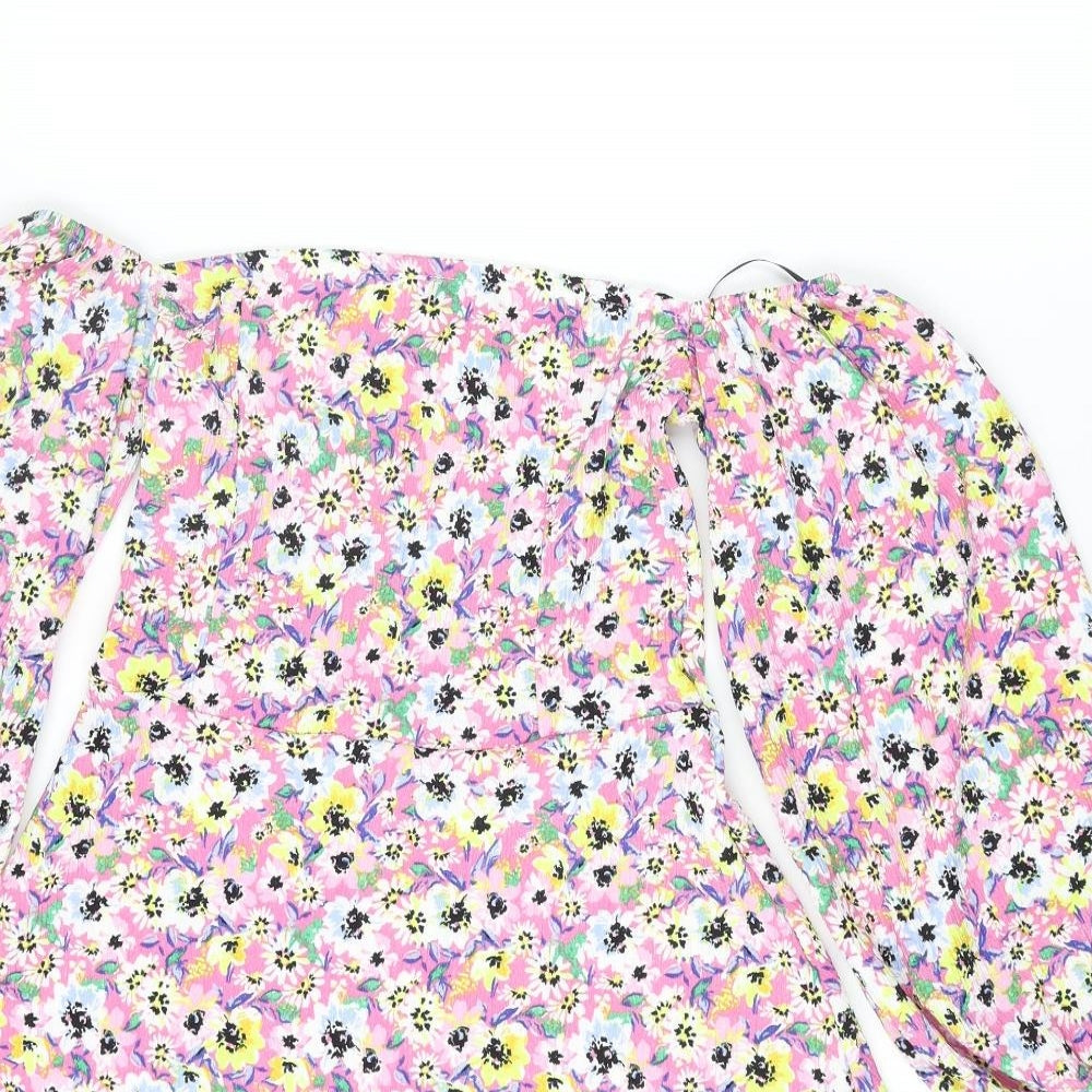 Divided by H&M Womens Multicoloured Floral Polyester Ball Gown Size S Off the Shoulder Pullover