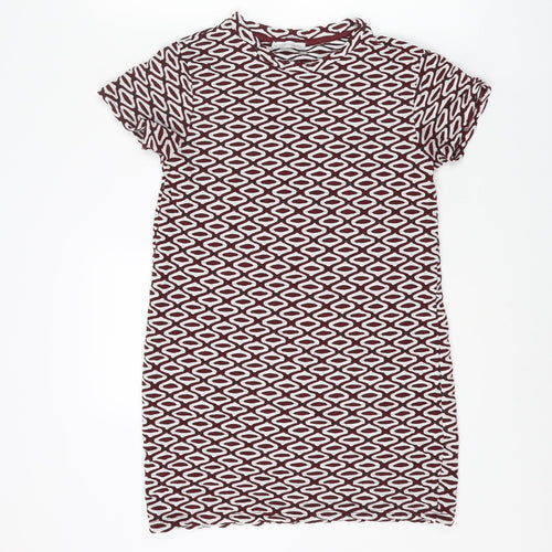 Zara Womens Multicoloured Geometric Polyester Bodycon Size S Round Neck Pullover
