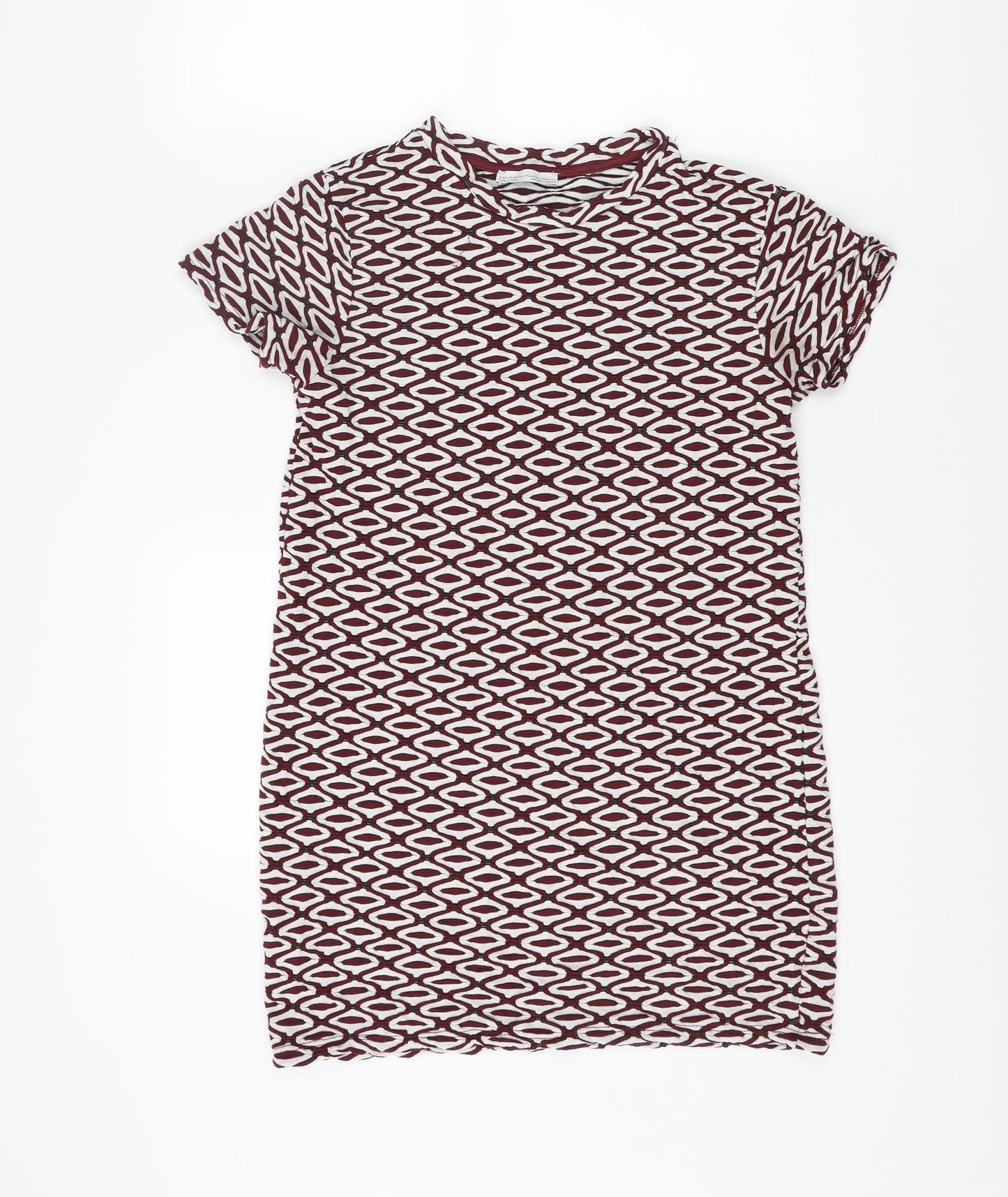 Zara Womens Multicoloured Geometric Polyester Bodycon Size S Round Neck Pullover