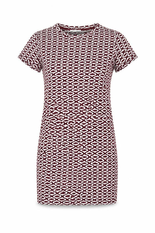 Front view of Zara women’s multicoloured geometric polyester bodycon, size S, round neck pullover