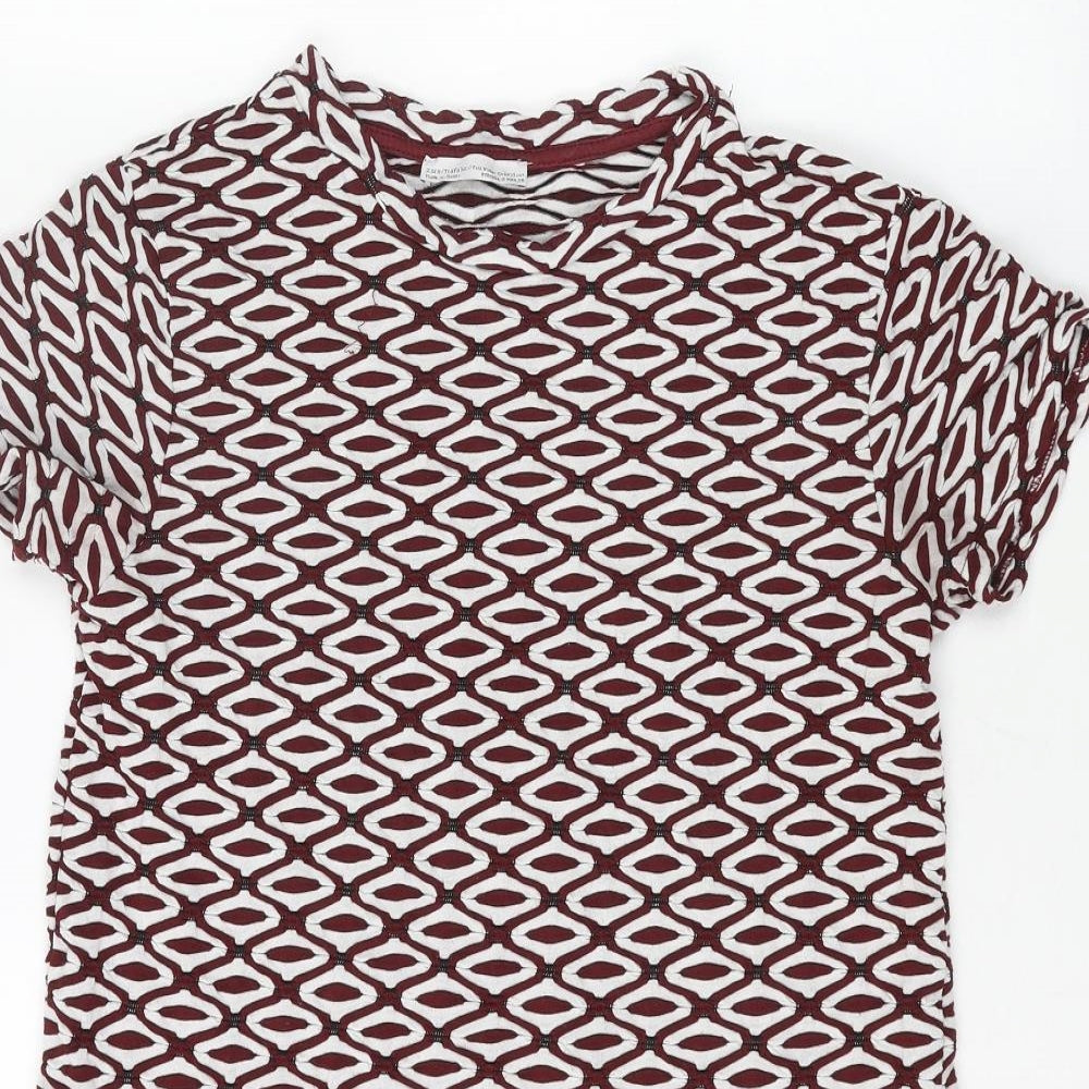 Zara Womens Multicoloured Geometric Polyester Bodycon Size S Round Neck Pullover