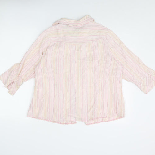 Etam Womens Pink Striped Cotton Basic Blouse Size 16 Collared