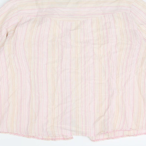Etam Womens Pink Striped Cotton Basic Blouse Size 16 Collared