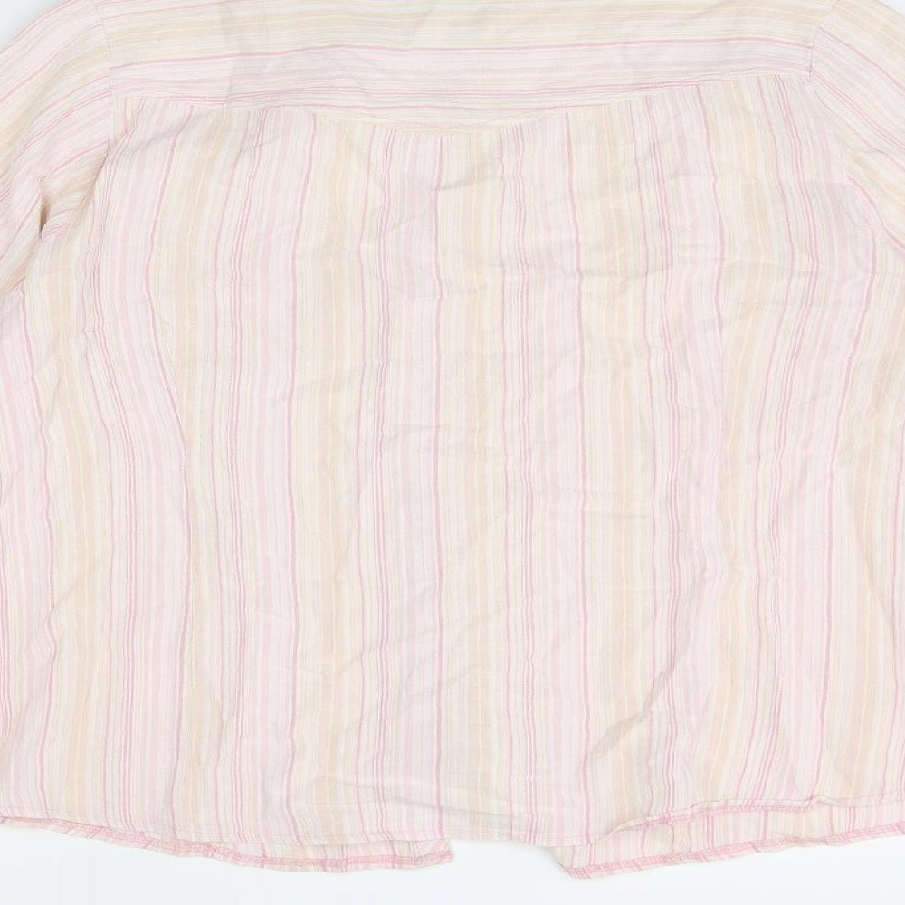 Etam Womens Pink Striped Cotton Basic Blouse Size 16 Collared