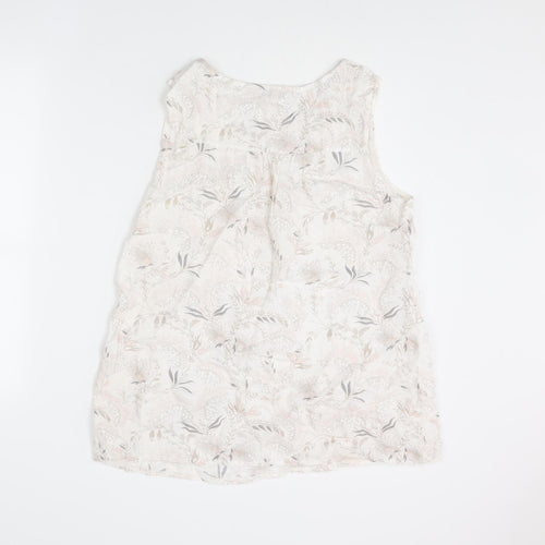 Laura Bianchi Womens Ivory Floral Polyester Basic Blouse Size L Round Neck