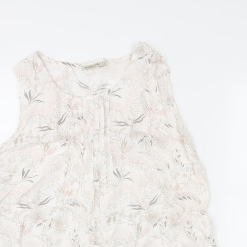 Laura Bianchi Womens Ivory Floral Polyester Basic Blouse Size L Round Neck