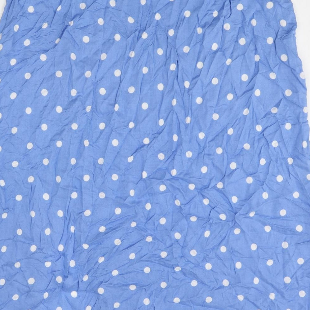Marks and Spencer Womens Blue Polka Dot Viscose A-Line Skirt Size 22 Zip
