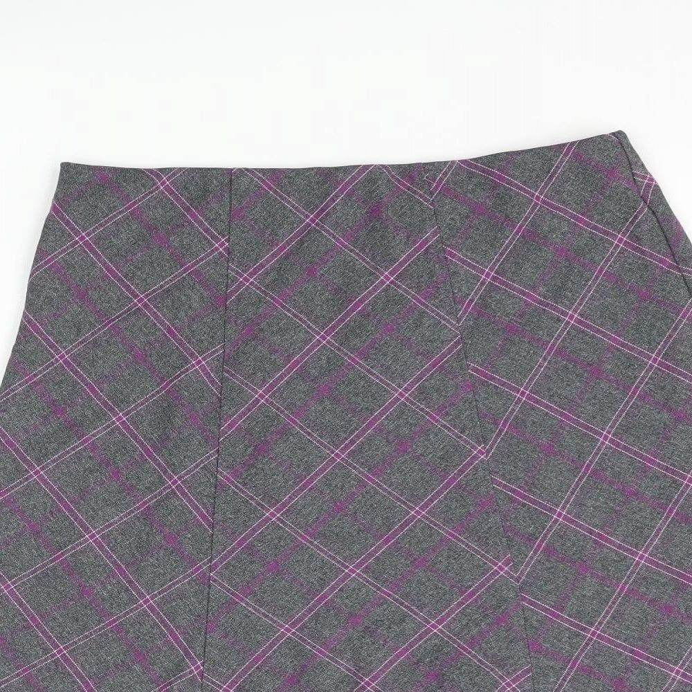 EWM Womens Grey Plaid Polyester Swing Skirt Size 12