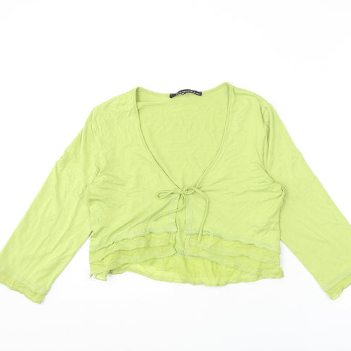 Mado et les Autres Womens Green Viscose Cropped Blouse Size 12 V-Neck