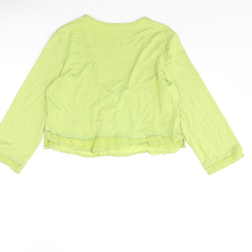 Mado et les Autres Womens Green Viscose Cropped Blouse Size 12 V-Neck