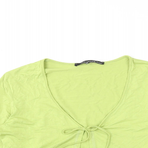 Mado et les Autres Womens Green Viscose Cropped Blouse Size 12 V-Neck