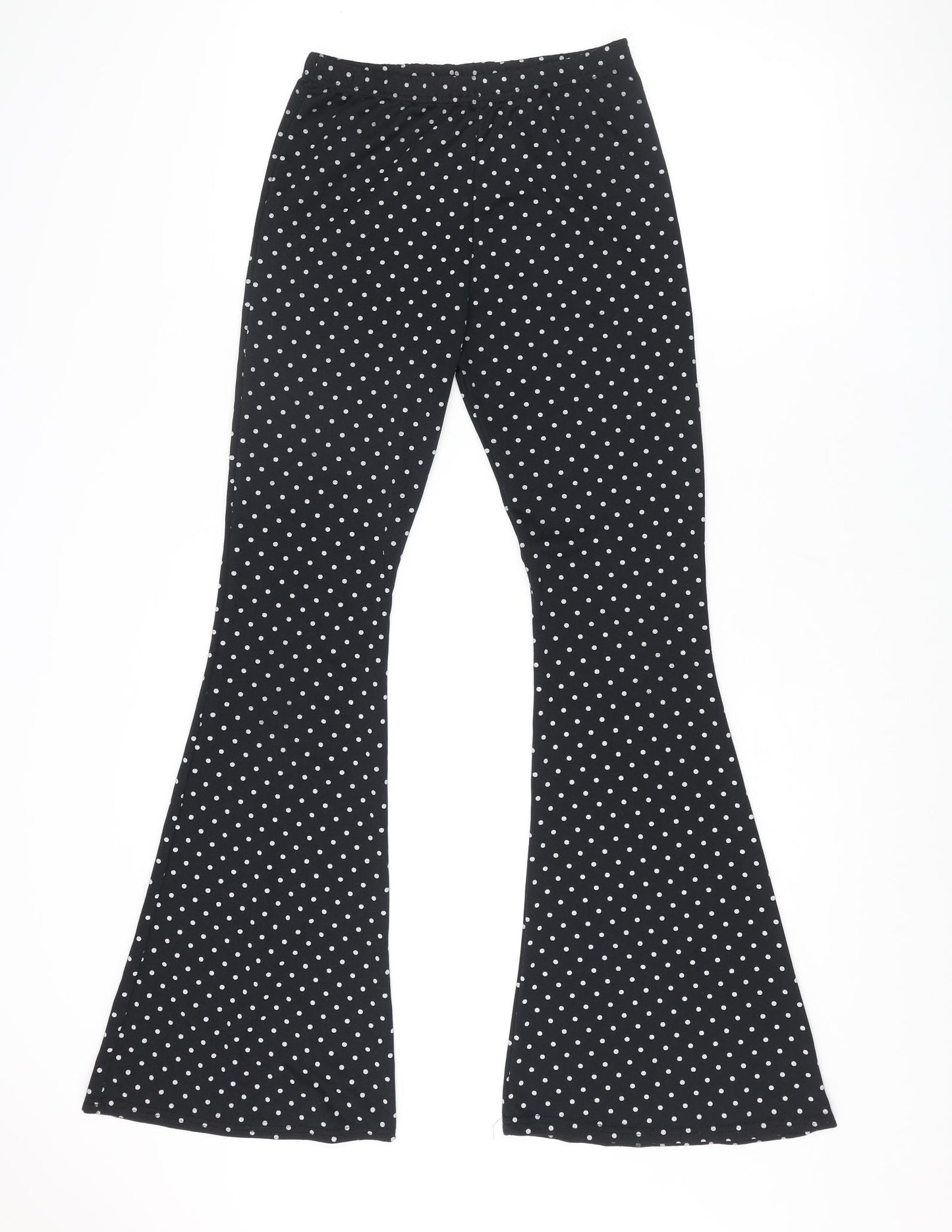 Nasty Gal Womens Black Polka Dot Polyester Trousers Size 10 L31 in Regular