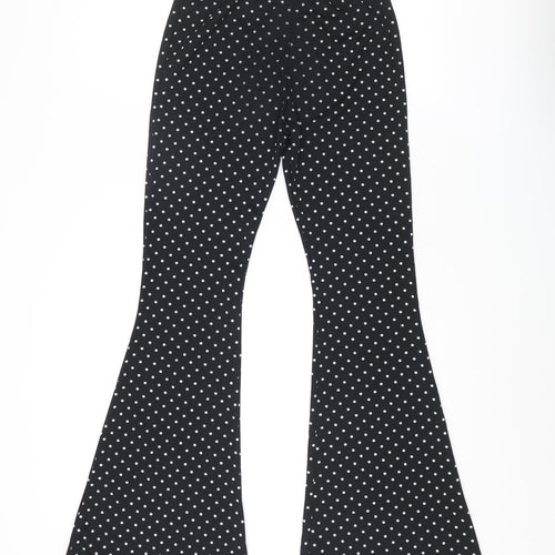 Nasty Gal Womens Black Polka Dot Polyester Trousers Size 10 L31 in Regular