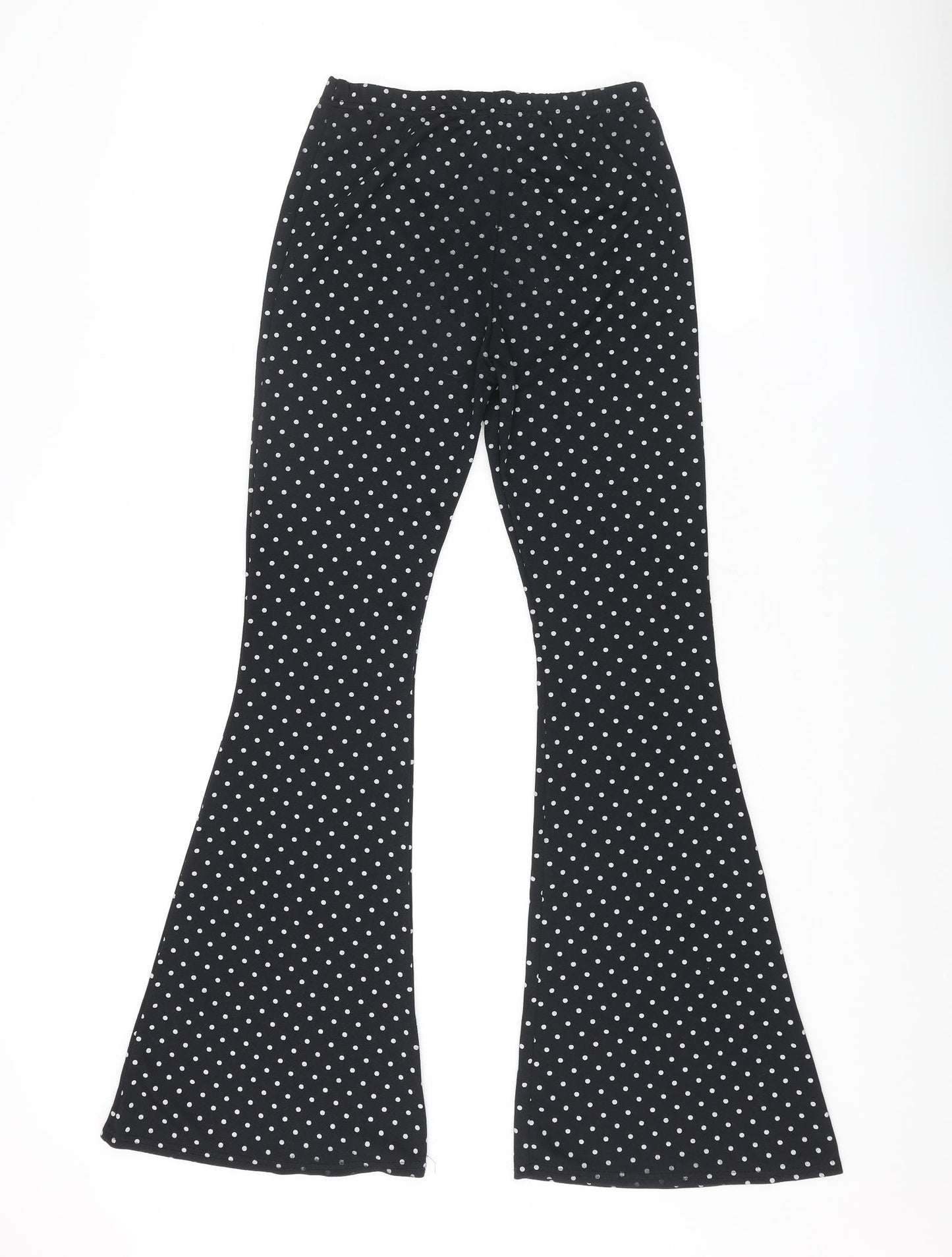 Nasty Gal Womens Black Polka Dot Polyester Trousers Size 10 L31 in Regular