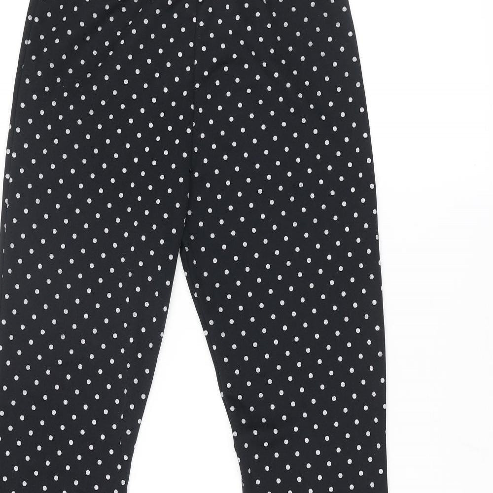 Nasty Gal Womens Black Polka Dot Polyester Trousers Size 10 L31 in Regular