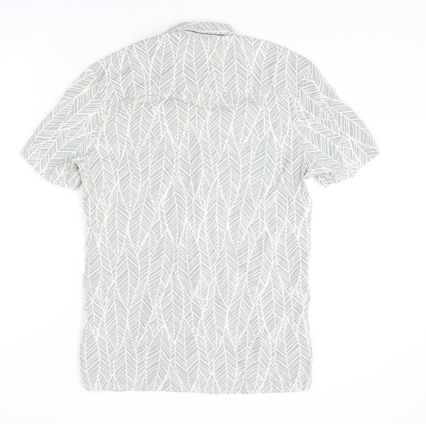 NEXT Mens Blue Geometric Cotton Button-Up Size S Collared Button