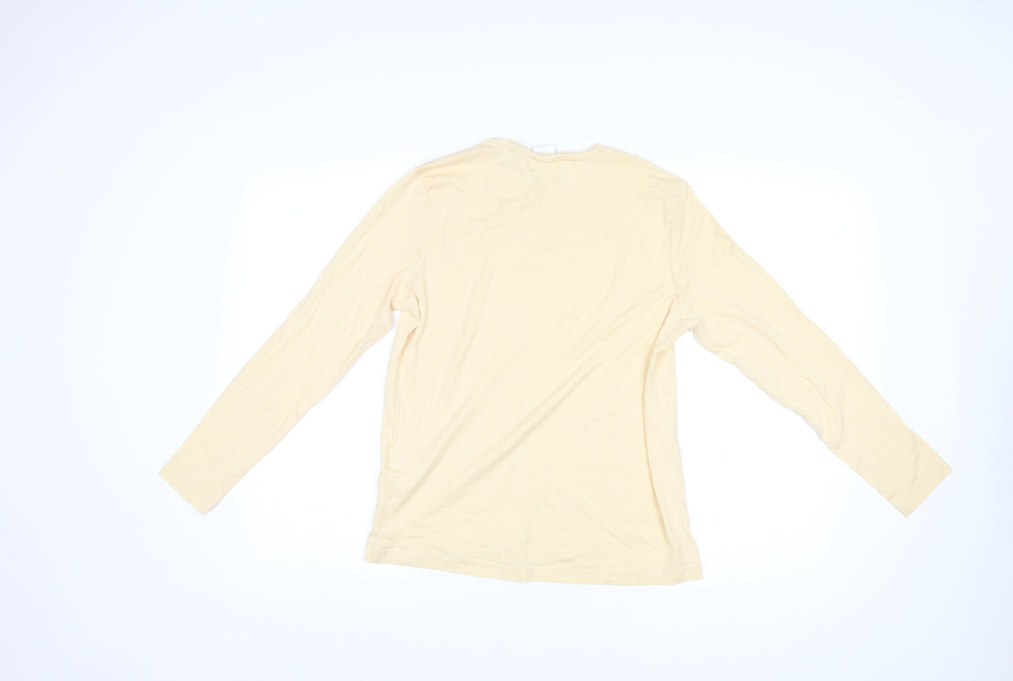 H&M Womens Yellow Cotton Basic T-Shirt Size S Round Neck