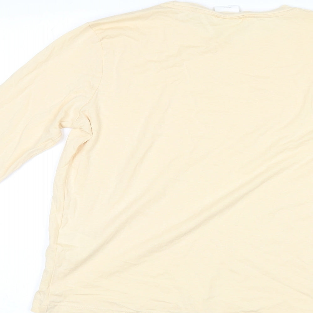 H&M Womens Yellow Cotton Basic T-Shirt Size S Round Neck