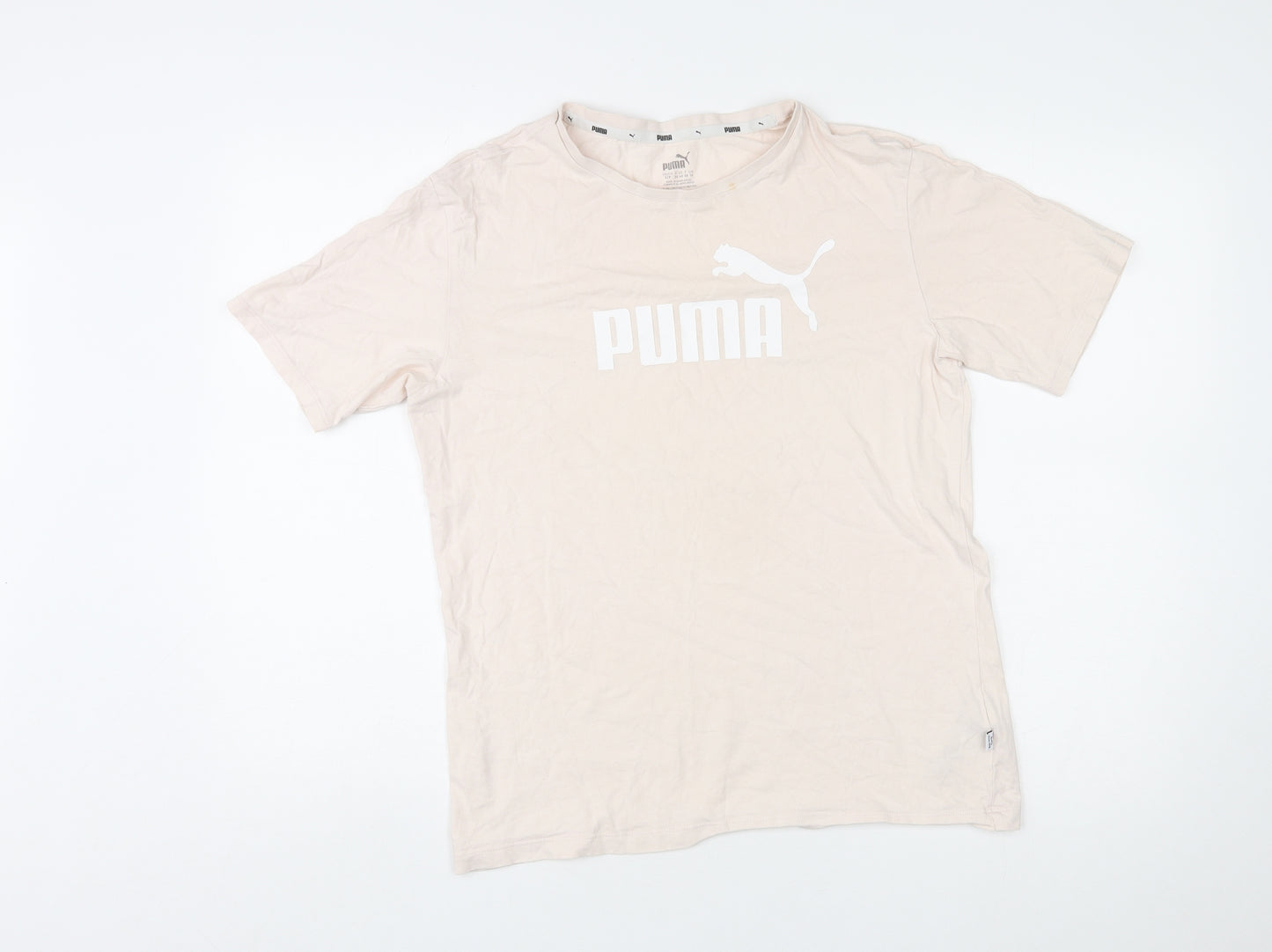 PUMA Womens Pink Cotton Basic T-Shirt Size 10 Round Neck