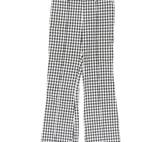 Bershka Womens Black Plaid Viscose Trousers Size S L25 in Regular