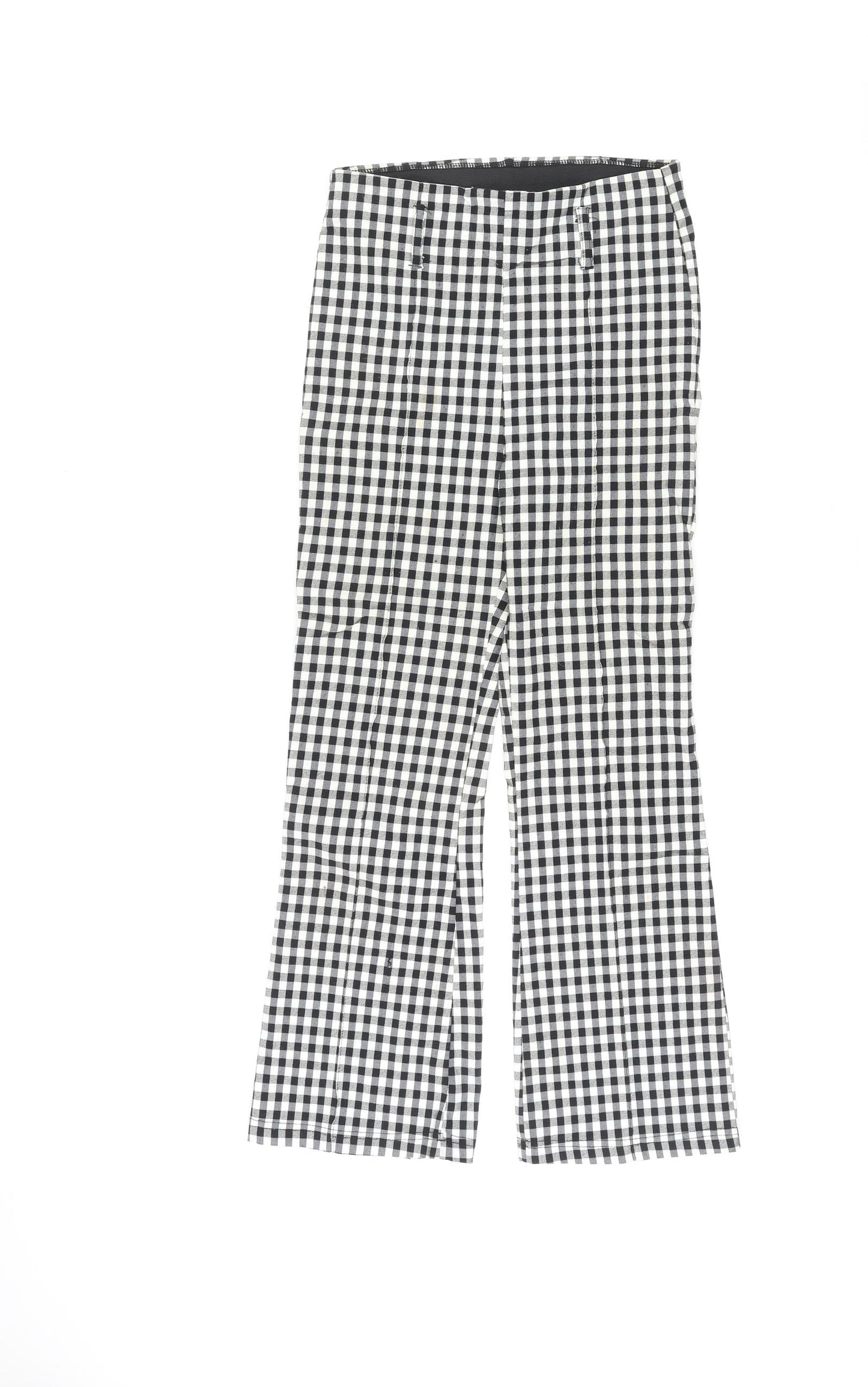 Bershka Womens Black Plaid Viscose Trousers Size S L25 in Regular