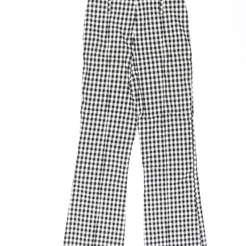 Bershka Womens Black Plaid Viscose Trousers Size S L25 in Regular