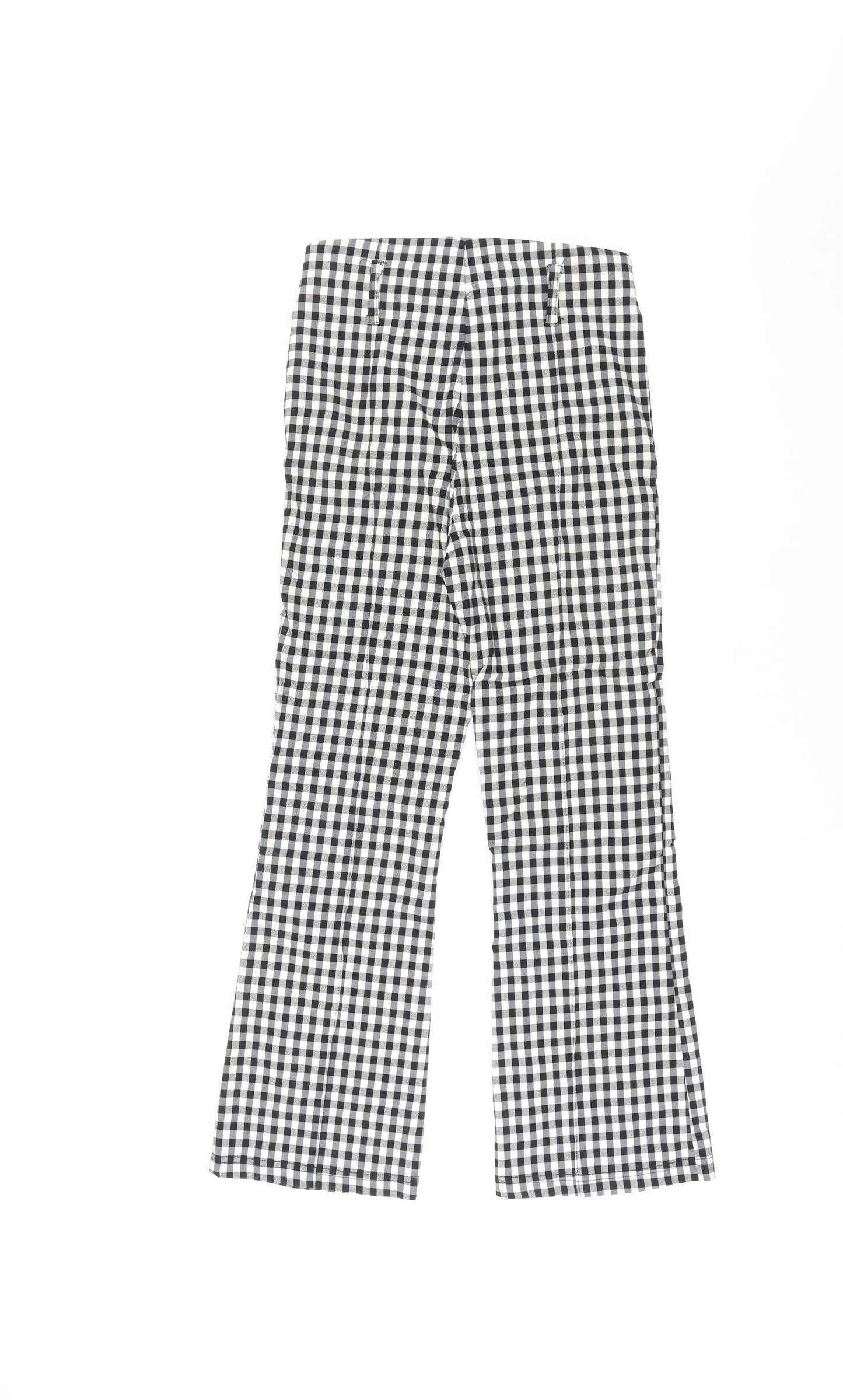 Bershka Womens Black Plaid Viscose Trousers Size S L25 in Regular