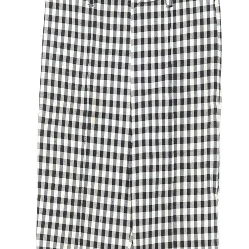 Bershka Womens Black Plaid Viscose Trousers Size S L25 in Regular