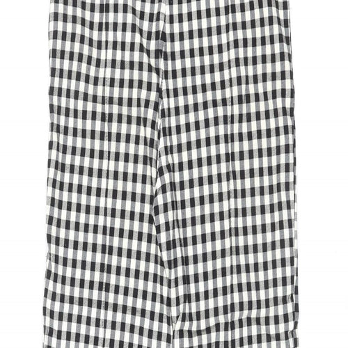 Bershka Womens Black Plaid Viscose Trousers Size S L25 in Regular