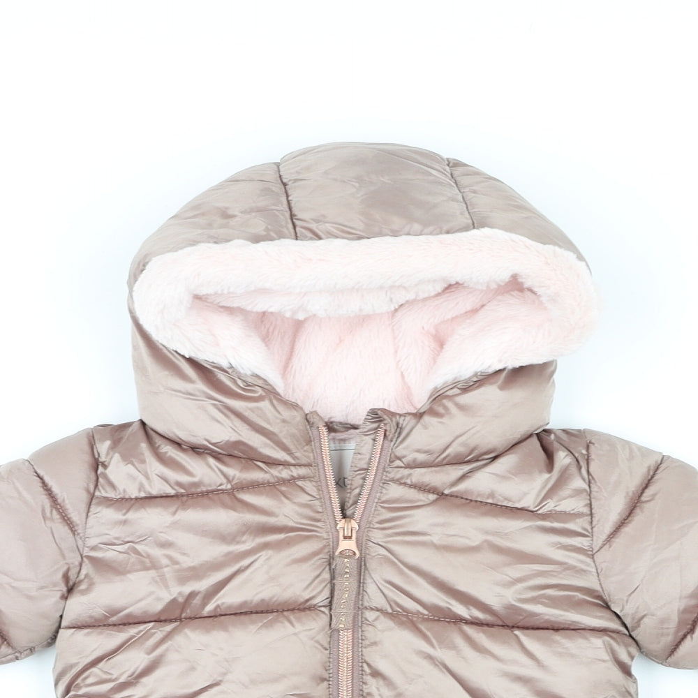 NEXT Girls Brown Parka Coat Size 6-9 Months Zip