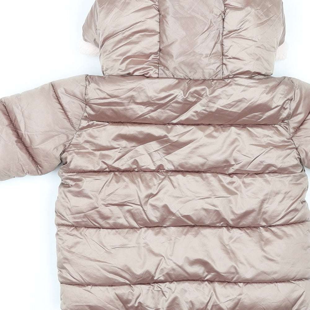 NEXT Girls Brown Parka Coat Size 6-9 Months Zip