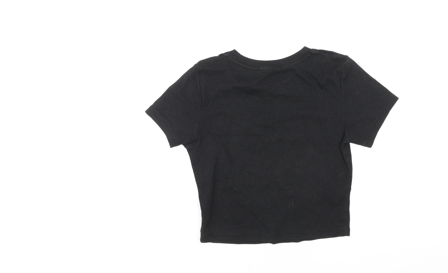 Calvin Klein Womens Black Polyester Basic T-Shirt Size S Round Neck - Ribbed