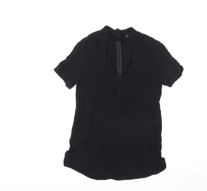 Bardot Womens Black Viscose Basic T-Shirt Size 6 Round Neck