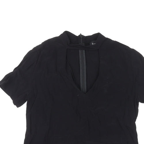 Bardot Womens Black Viscose Basic T-Shirt Size 6 Round Neck