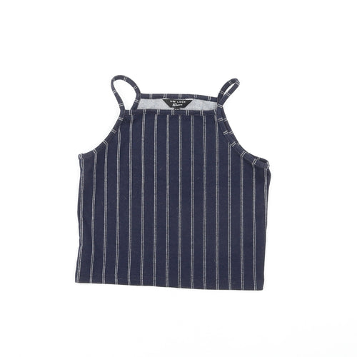 New Look Girls Blue Striped Polyester Camisole Tank Size 12-13 Years Square Neck Pullover