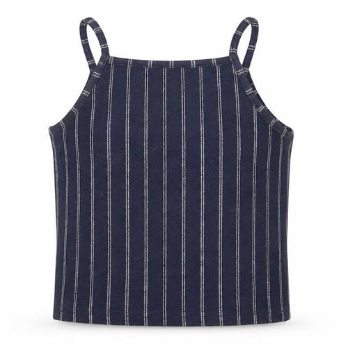 New Look Girls Blue Striped Polyester Camisole Tank Size 12-13 Years Square Neck Pullover