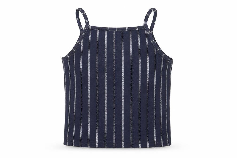 New Look Girls Blue Striped Polyester Camisole Tank Size 12-13 Years Square Neck Pullover
