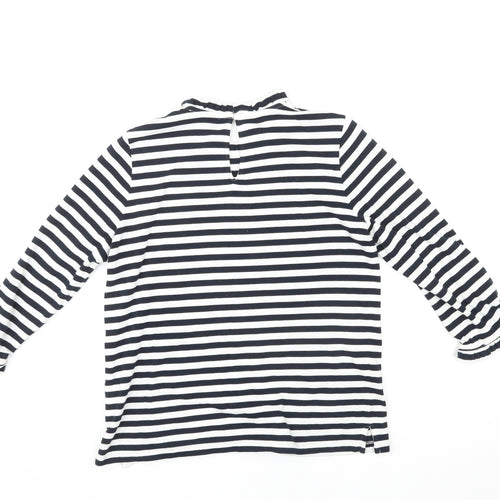 Wyse London Womens Black Striped Cotton Basic T-Shirt Size 10 Round Neck