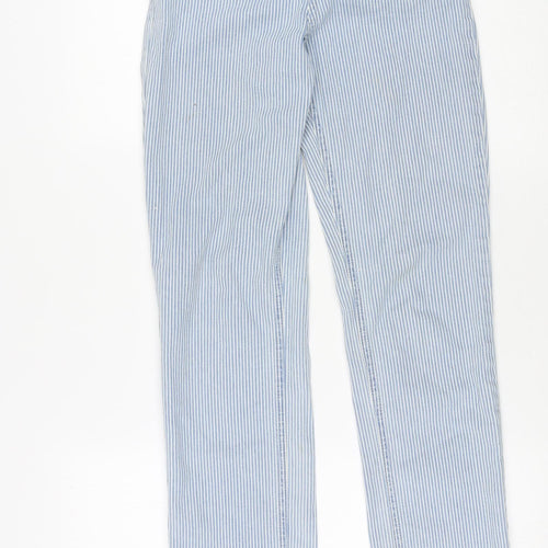 River Island Girls Blue Striped Cotton Straight Jeans Size 12 Years L27 in Regular Zip - PaperBag Waist