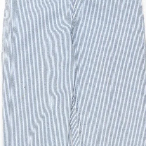 River Island Girls Blue Striped Cotton Straight Jeans Size 12 Years L27 in Regular Zip - PaperBag Waist